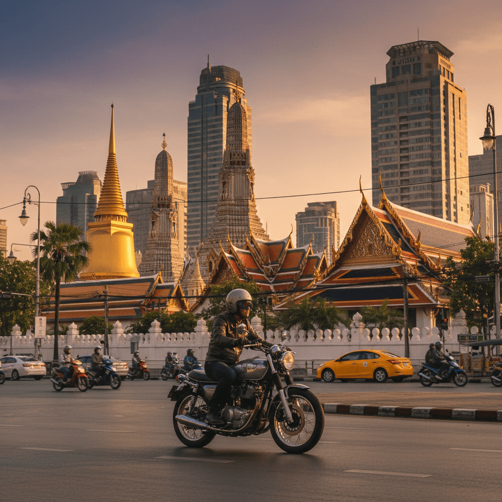 Motorcycle rider on Bangkok street