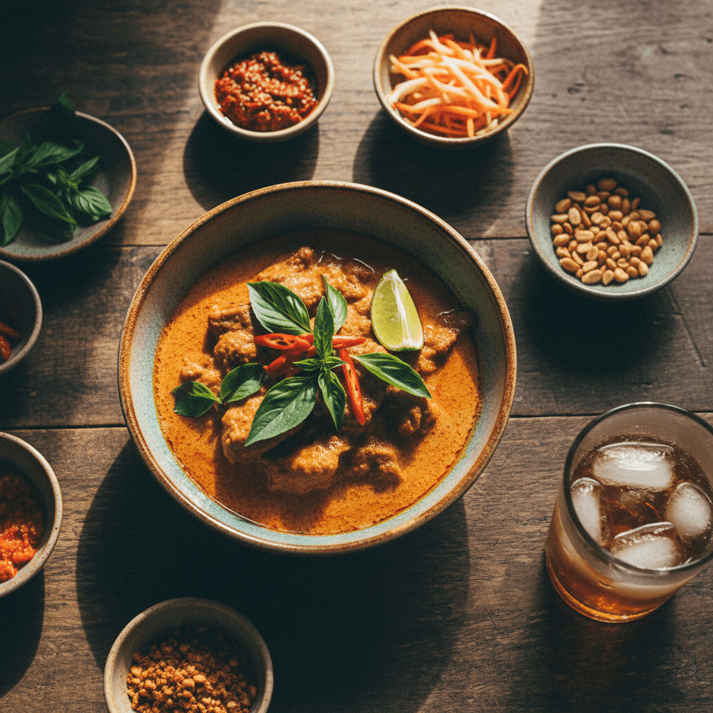 Traditional Thai meal spread